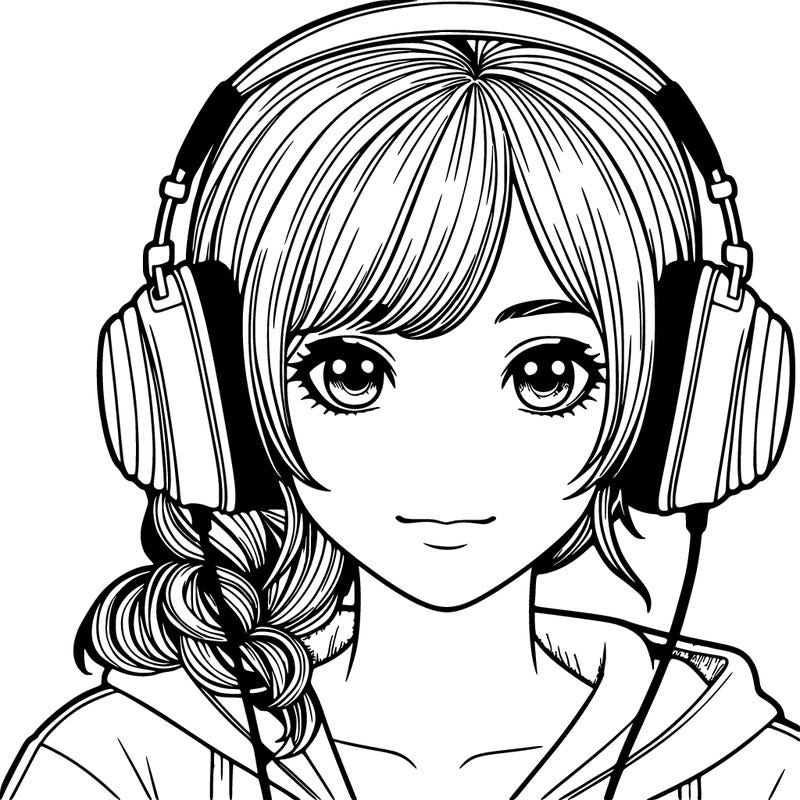 realistic girl with headphones