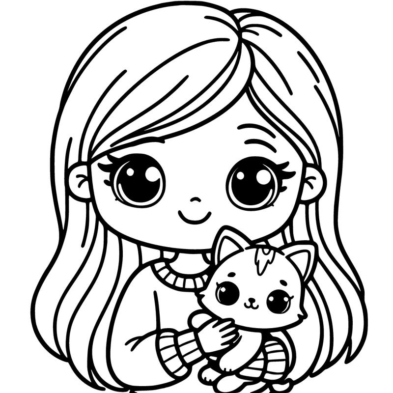 girl holding a kitten