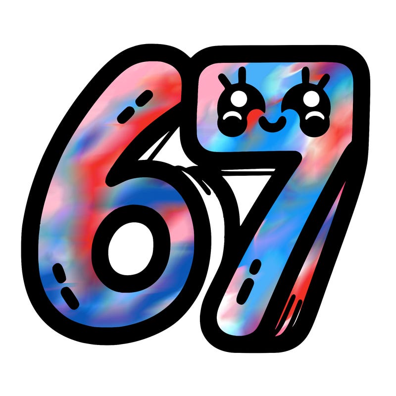 the numbers 67