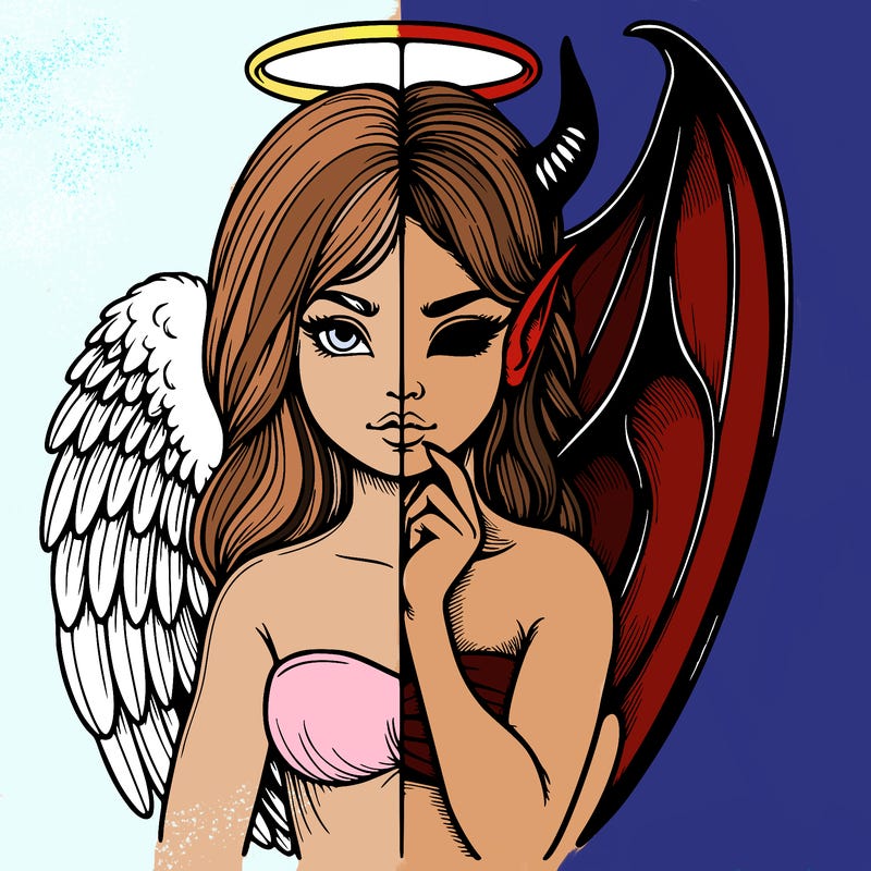 realistic angel half demon