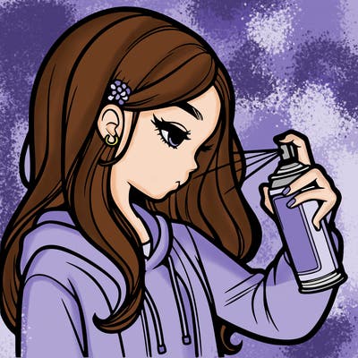a realistic girl spray painting