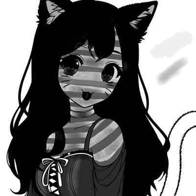 realistic girl with cat ears and a cat tail