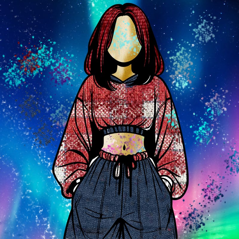 realistic girl faceless with baggy pants and a crop top