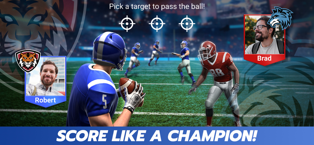 Football Battle - Touchdown! - A quarterback picking a target to pass the ball in a Football Battle match