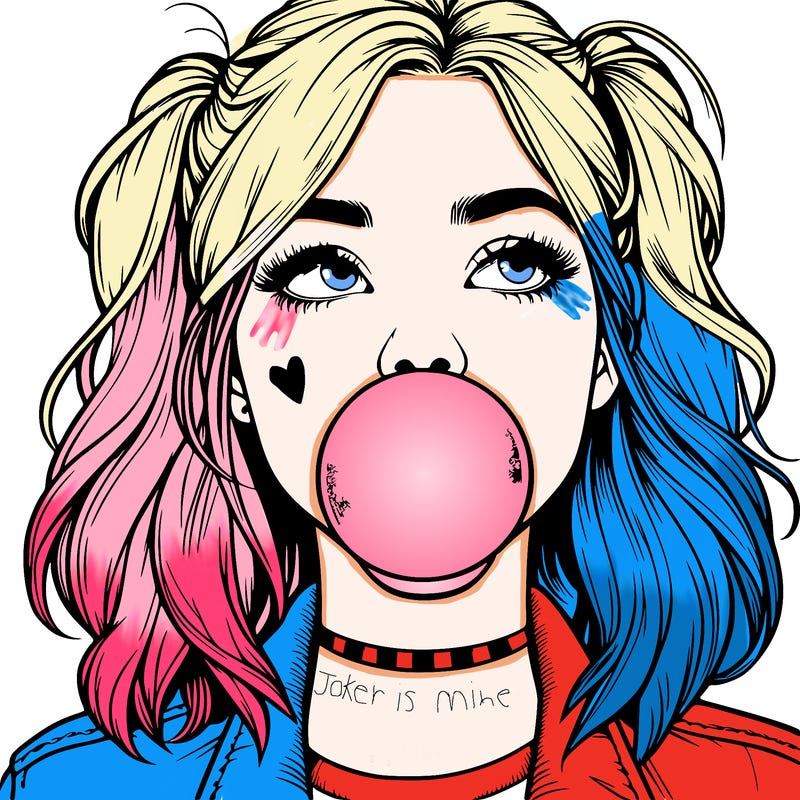 realististic girl blowing bubble -gum