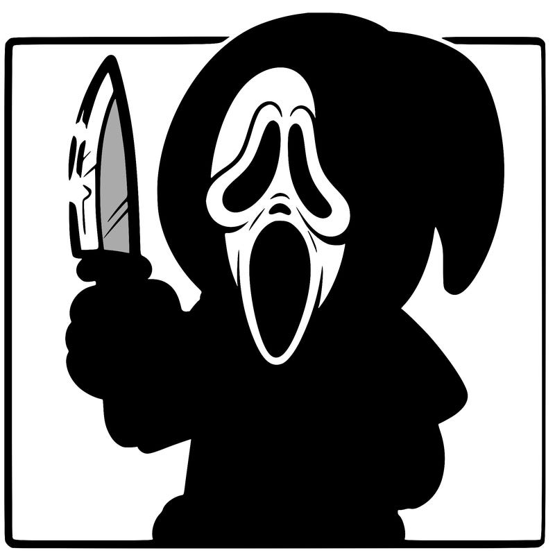 scream ghostface holding a knife