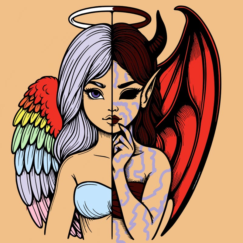 realistic angel half demon