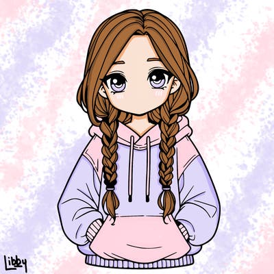 a realistic girl with a oversized hoodie and she has braids