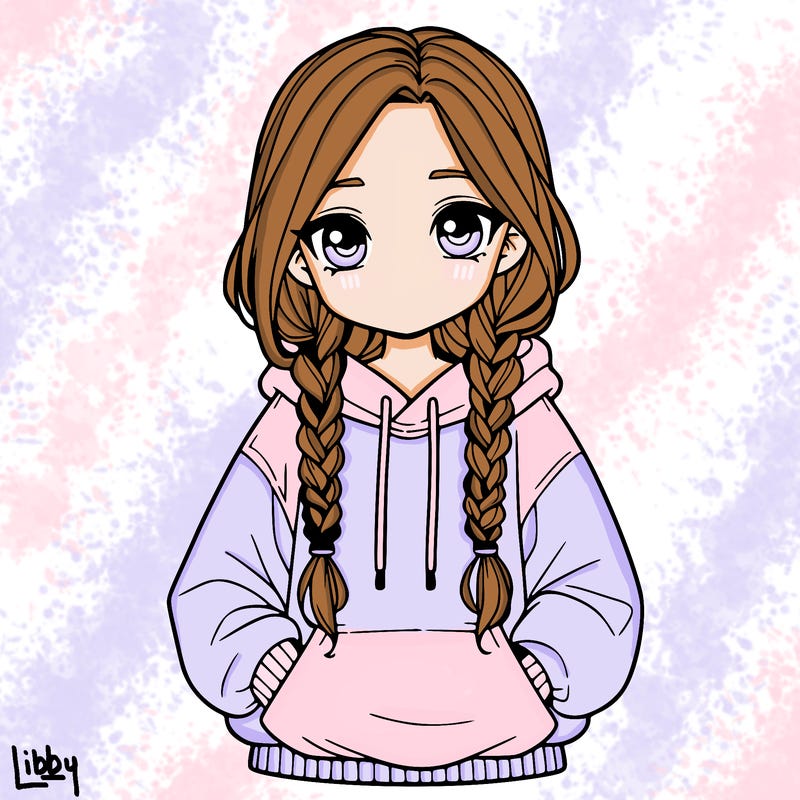 a realistic girl with a oversized hoodie and she has braids