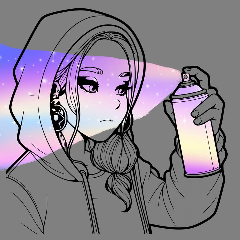 a realistic girl, spray painting