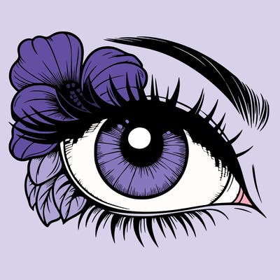 realistic eye with flower