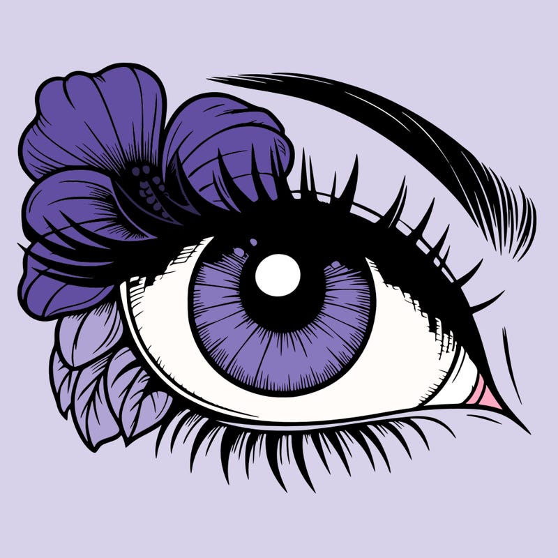 realistic eye with flower
