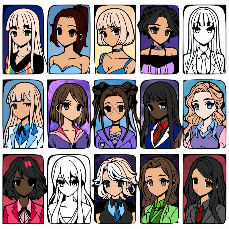 girls that look diffrent anime