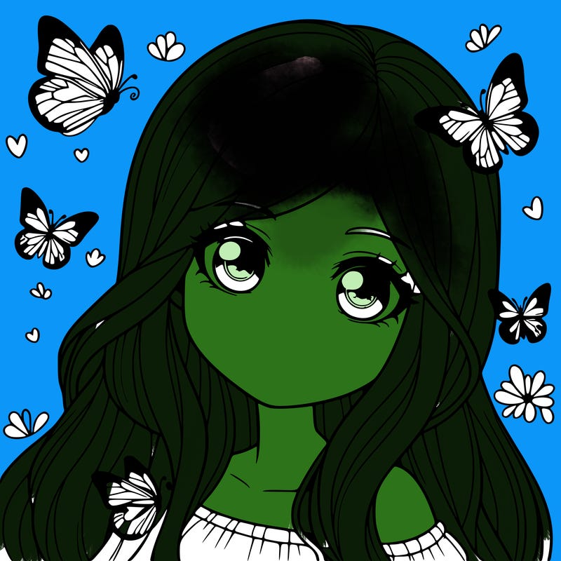 realistic girl with butterflies around her