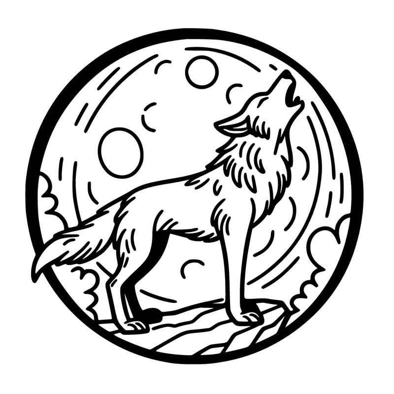 a wolf howling at the moon