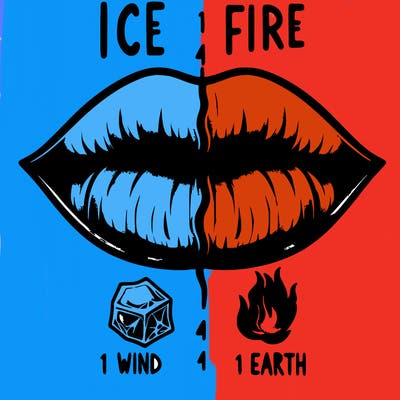 realistic lip split in fourth . 1 fourth ice 1 fire 1wind 1 earth