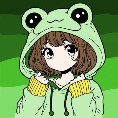 a cute teenage girl wearing a frog hoodie