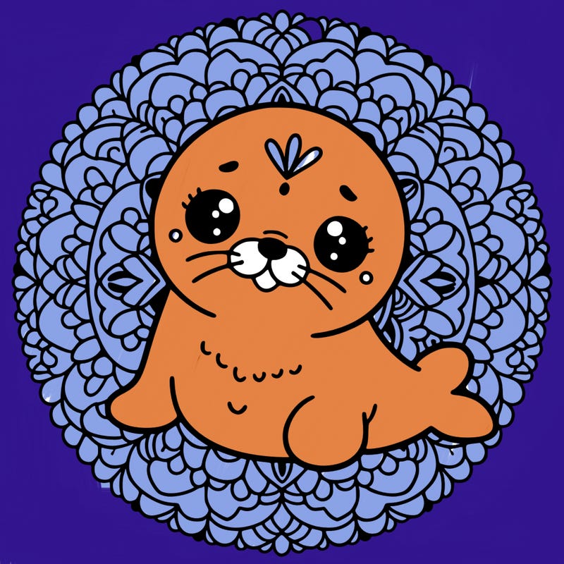 a cute baby seal mandala