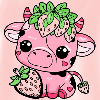 cute strawberry cow
