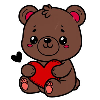 cute bear holding heart