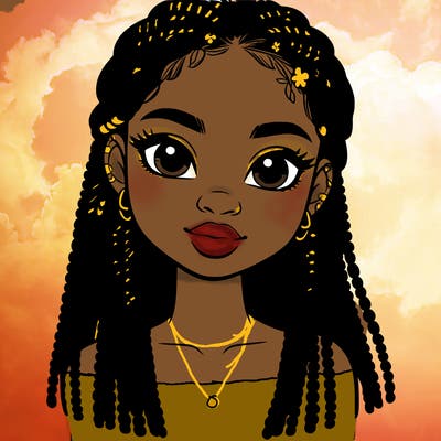 a realistic black girl with braids