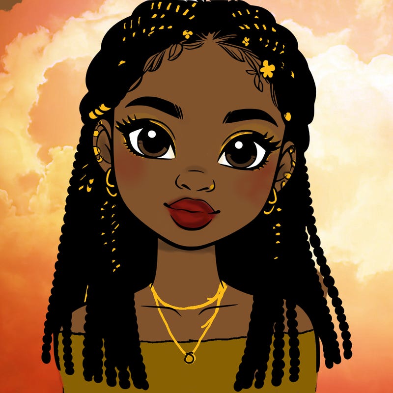 a realistic black girl with braids