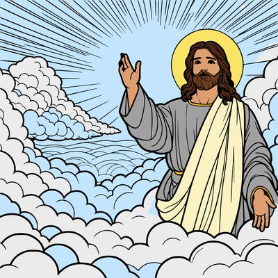 jesus christ made of clouds with a beautiful heavenly background