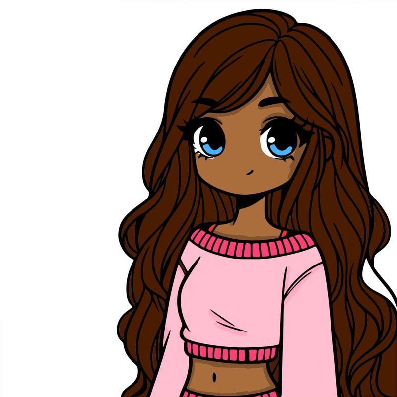 girl with long hair and a crop top with a sweater