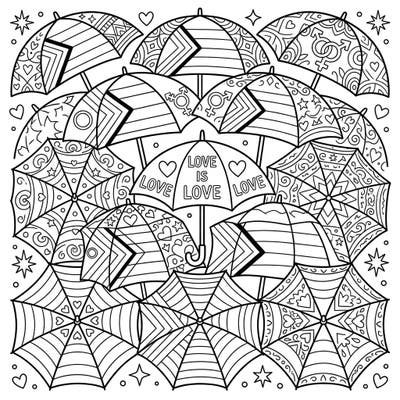 Step into a world of vibrant celebration with this captivating coloring page, where numerous umbrellas symbolize unity and diversity for Pride Month. Each umbrella is adorned with unique patterns and symbols, inviting you to express your creativity and support for love in all its forms.