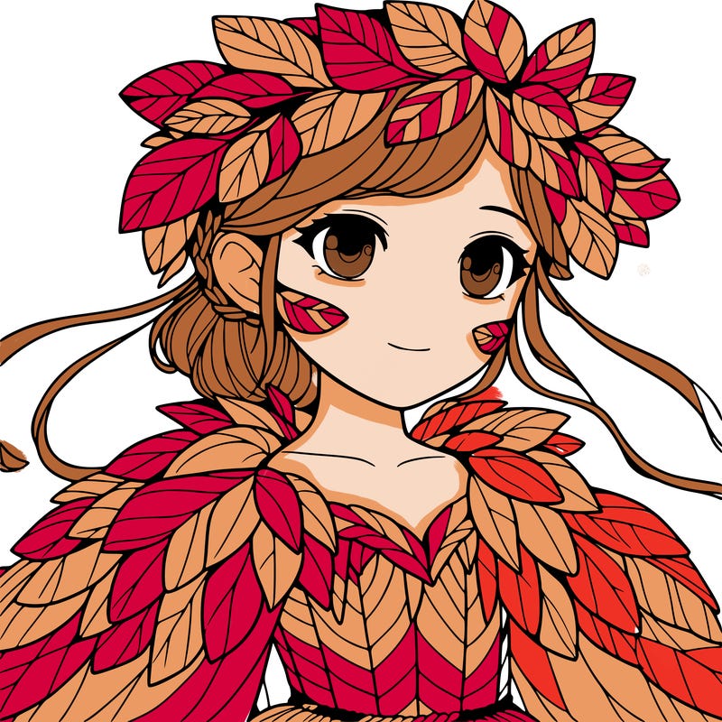a realistic girl with a costume made of leaves