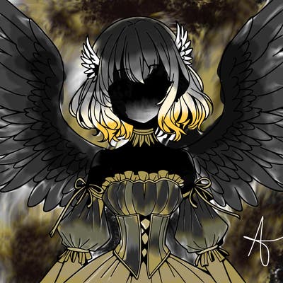 manga woman with large wings