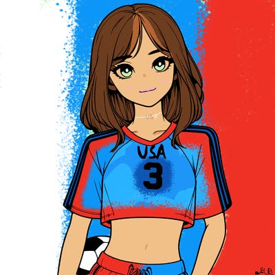 realistic girl wearing soccer jersey