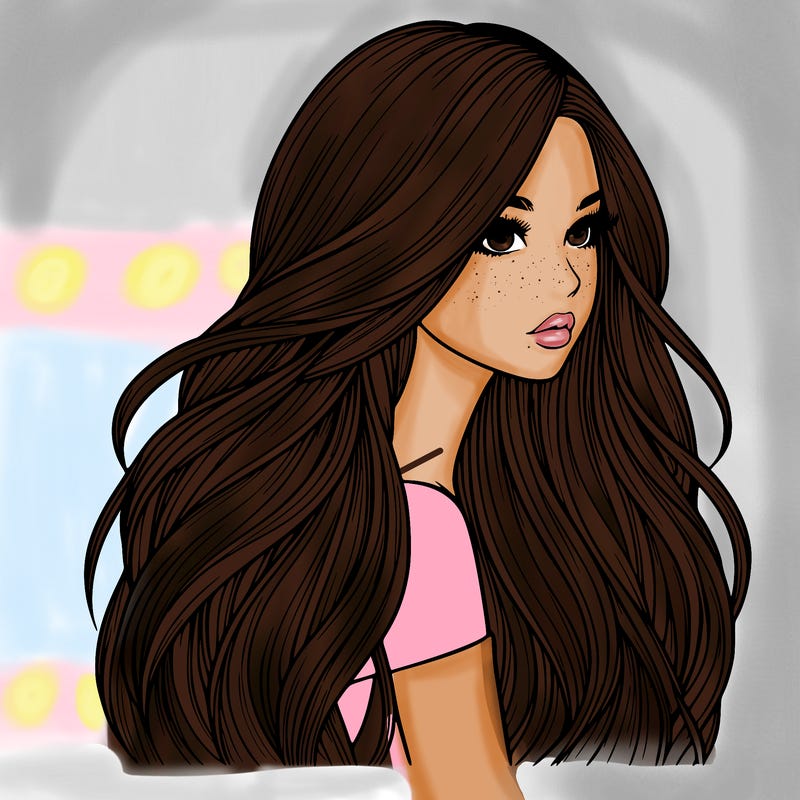 realistic girl with long realistic hair