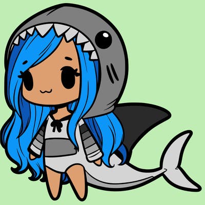 girl with shark outfit