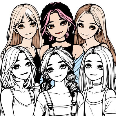 a group of girls realistic