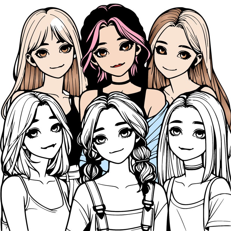 a group of girls realistic