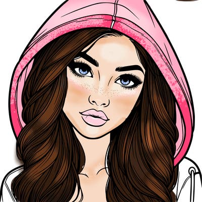 realistic beautiful girl with a hood on