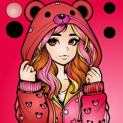 realistic girl in a animal pjs hoodie