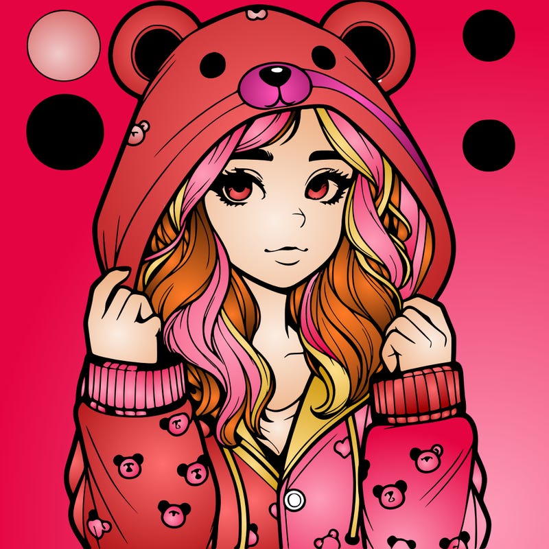 realistic girl in a animal pjs hoodie