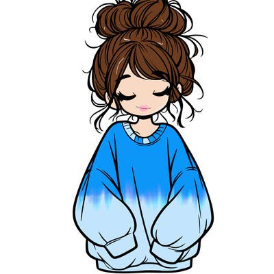 girl with baggy sweatshirt and messy bun