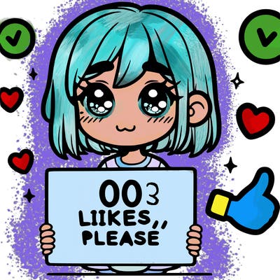 a girl with a sign saying 100 likes, please