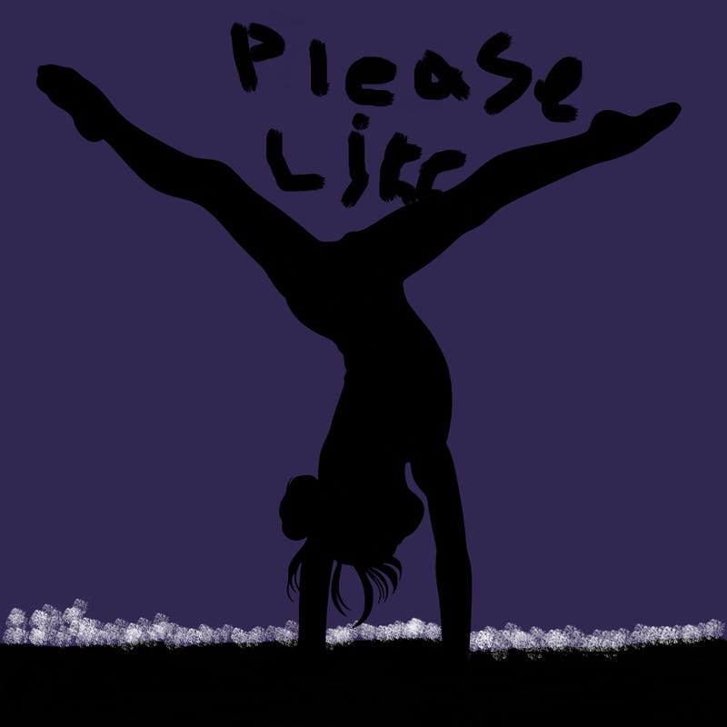 realistic gymnastic hand stand girl in four splits