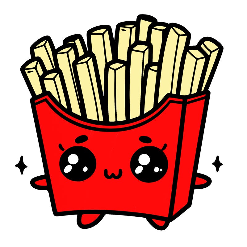 a cute. french fries