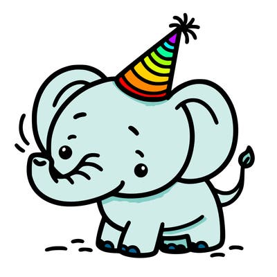elephant with party hat
