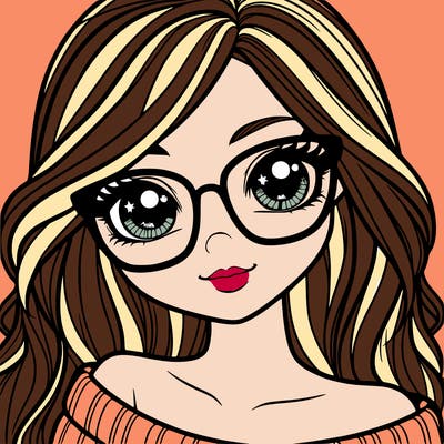 girl with beautiful eyes, hair, and glasses