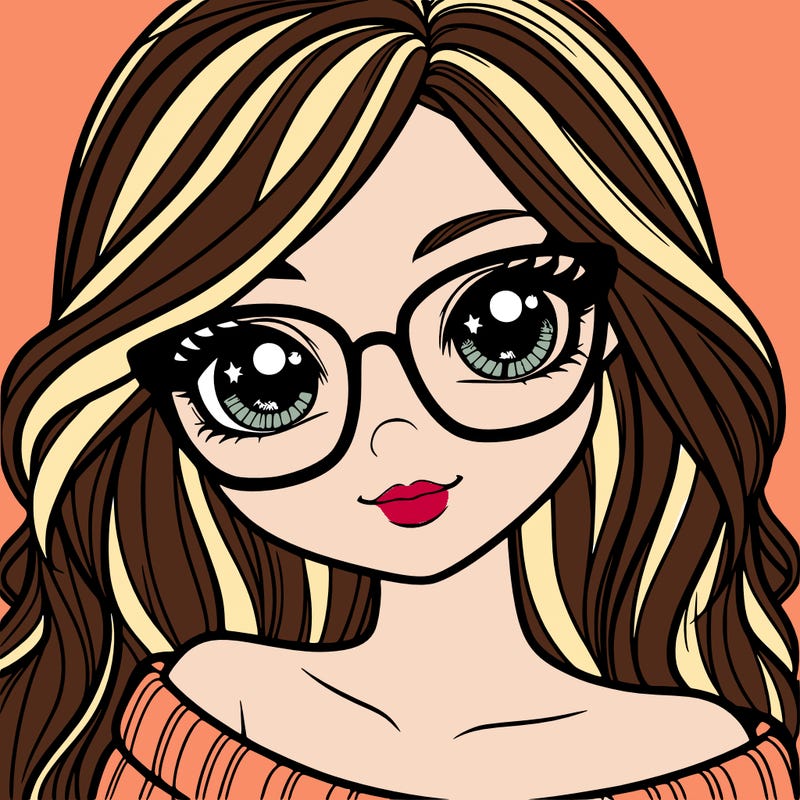 girl with beautiful eyes, hair, and glasses