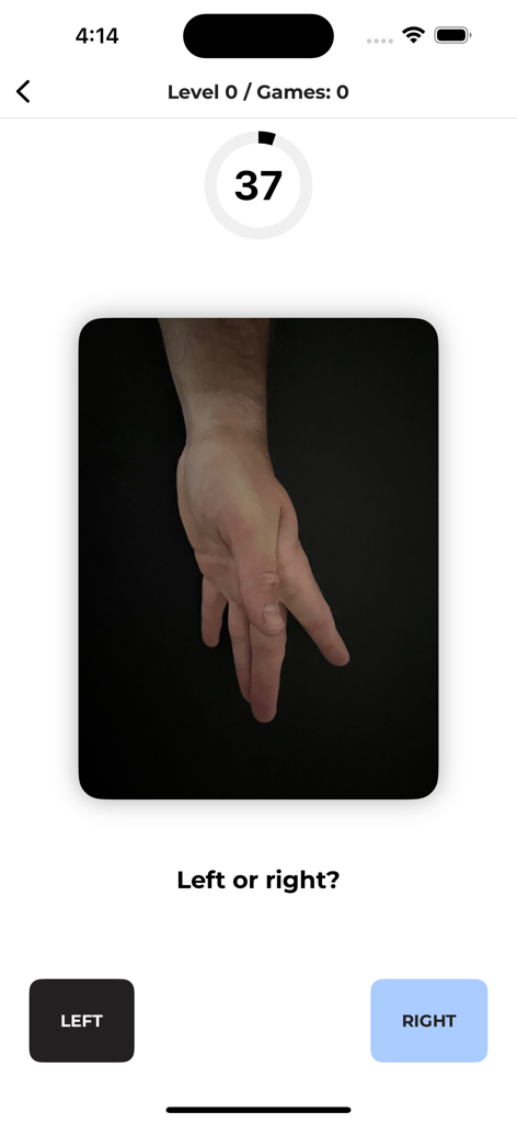 Nimble: Brain Rehabilitation - Juego de reconocimiento de manos de la aplicación Nimble para la rehabilitación de hemiparesia.