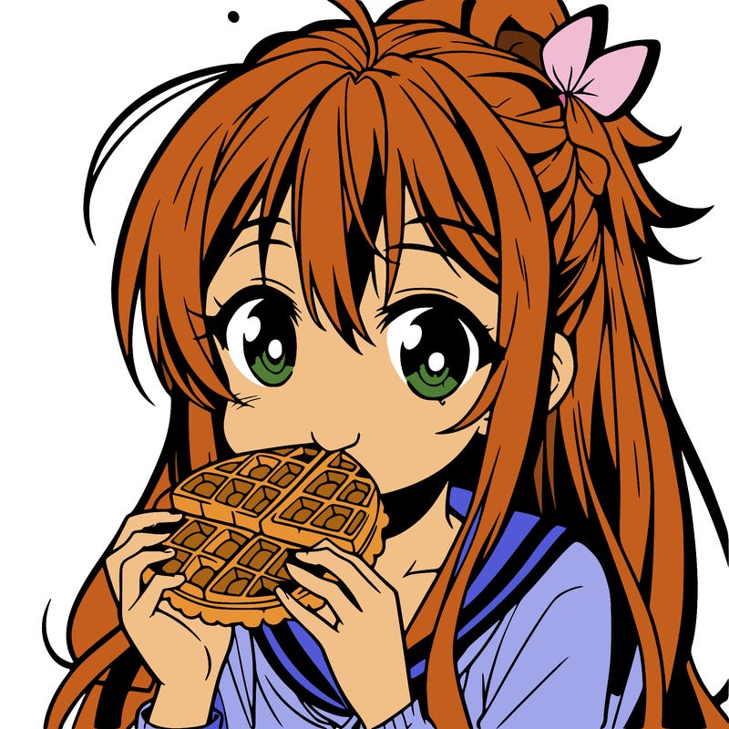 anime eating waffle
