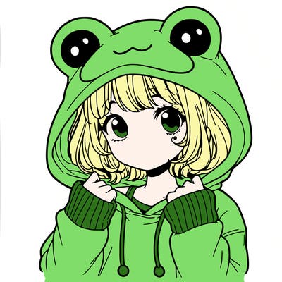 a cute teenage girl wearing a frog hoodie