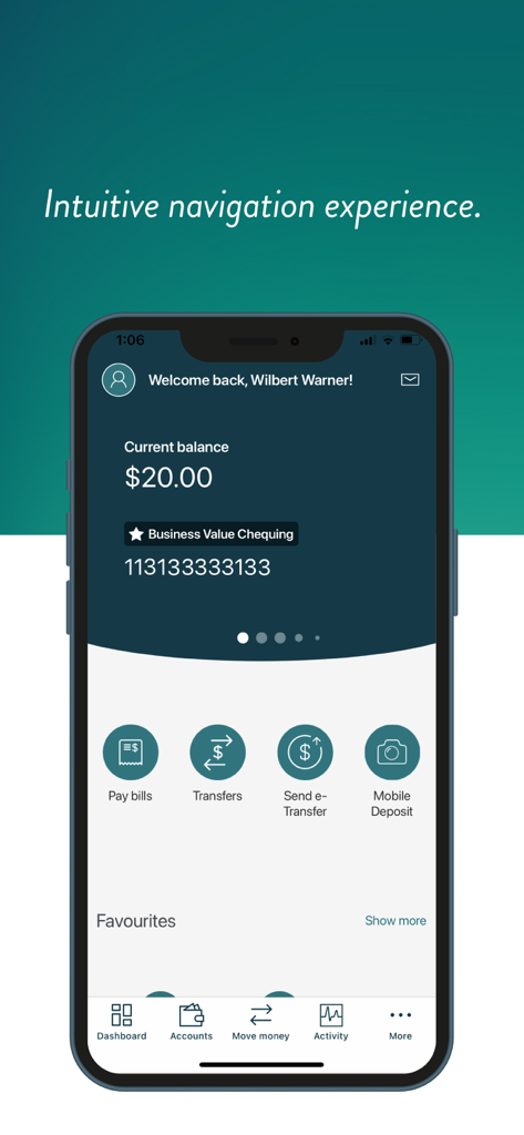 Access CU - Access Credit Union mobile app interface displaying account balance and navigation shortcuts
